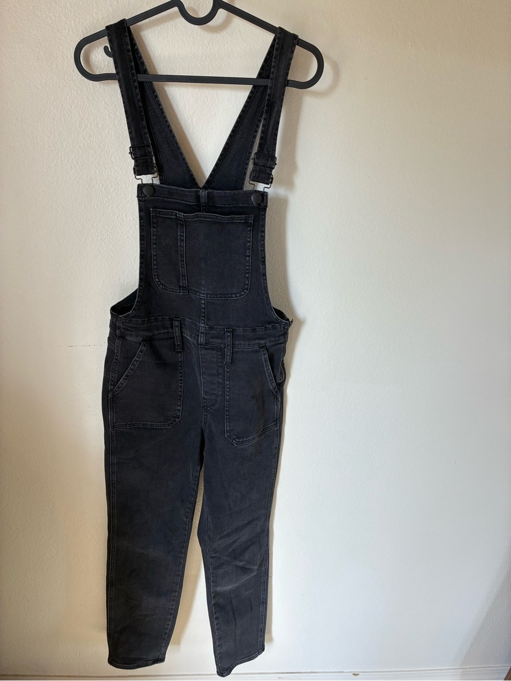 Madewell Skinny Denim Overalls Lunar Wash Black Jeans Bib Dungarees Small
